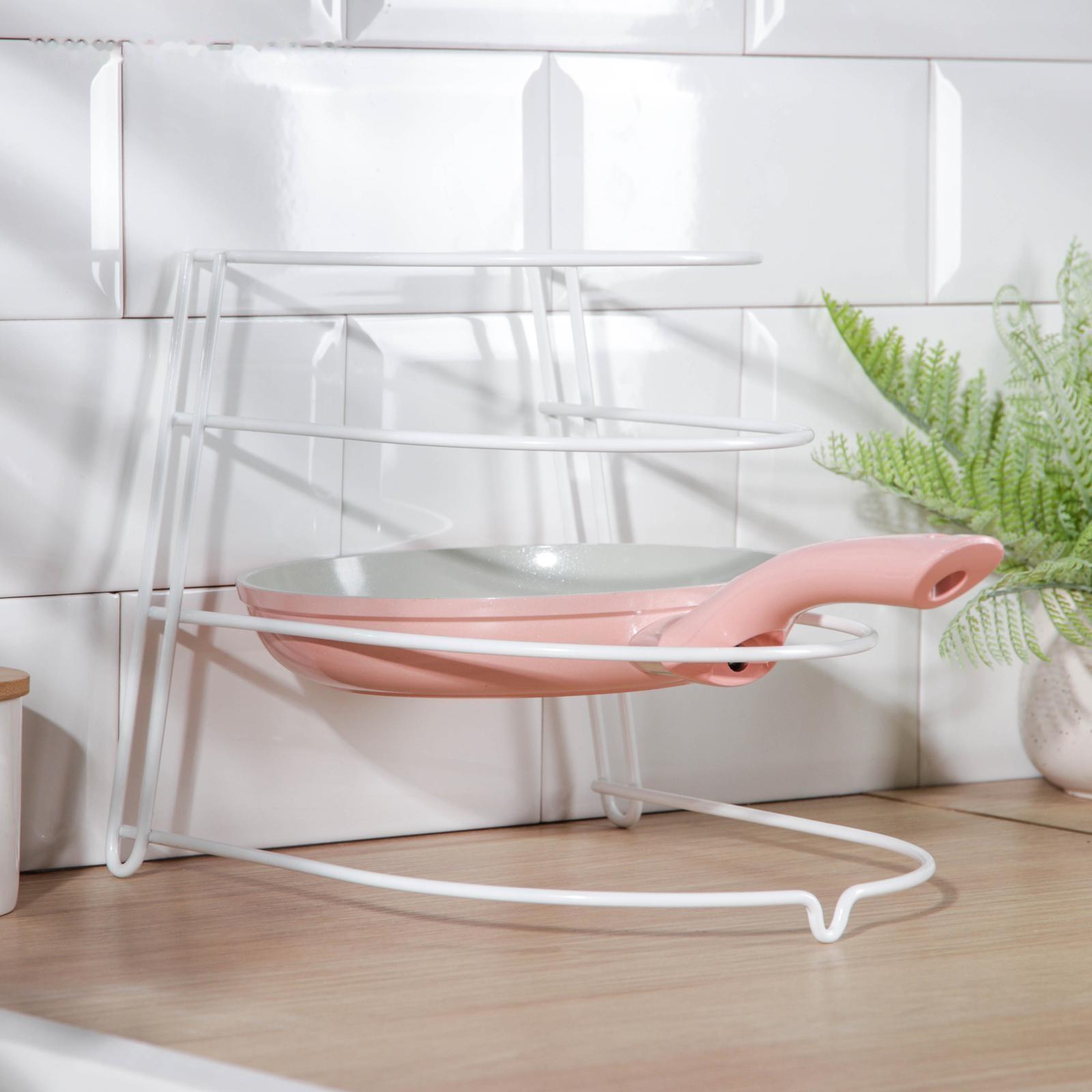 Подставка для хранения сковородок настольная, 3 отделения, 23×24×27 см, цвет белый