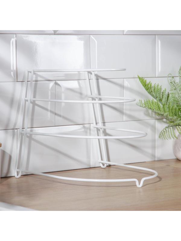 Подставка для хранения сковородок настольная, 3 отделения, 23×24×27 см, цвет белый