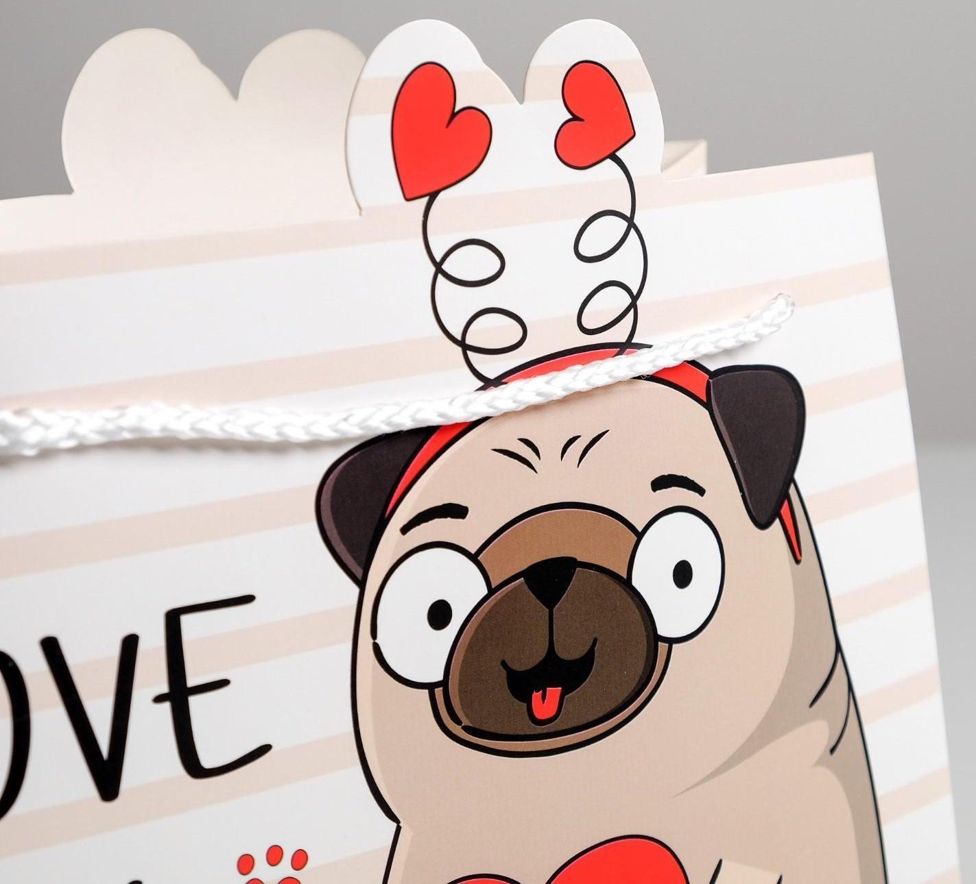 Пакет подарочный «Love you», 25 × 26 × 10 см