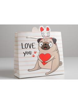 Пакет подарочный «Love you», 25 × 26 × 10 см