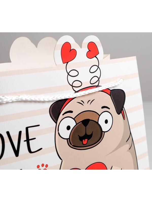 Пакет подарочный «Love you», 25 × 26 × 10 см