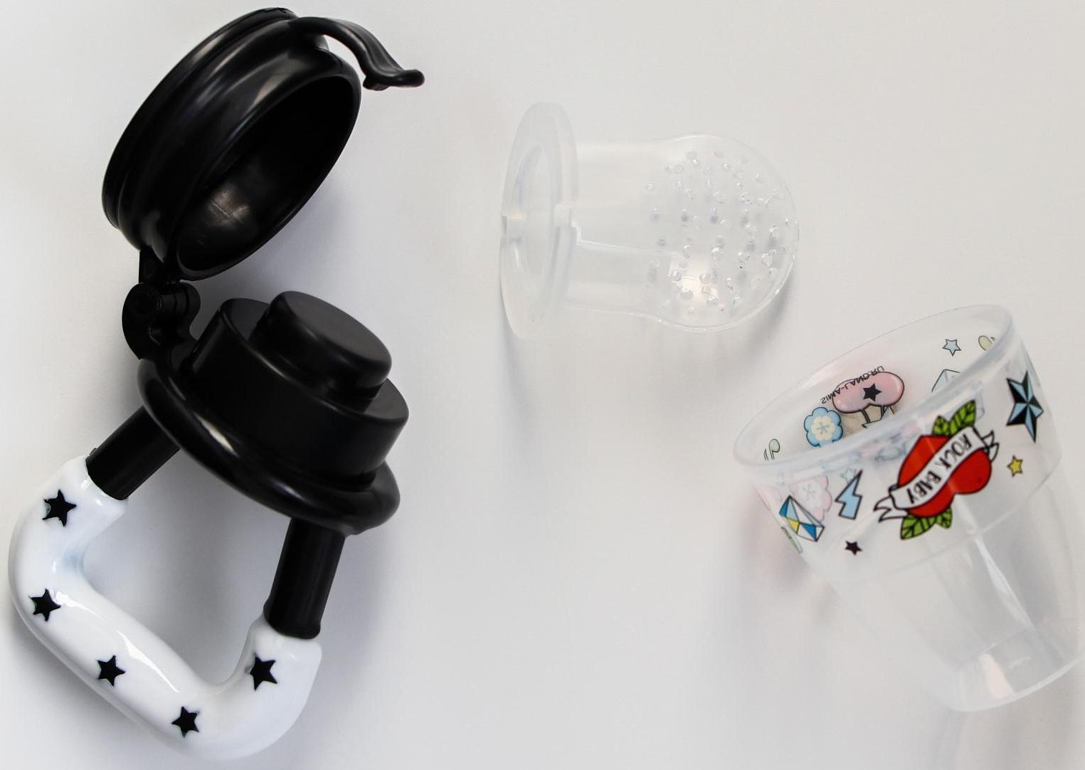 Ниблер для прикорма, с силиконовой сеточкой Rock baby, цвет черный+белый