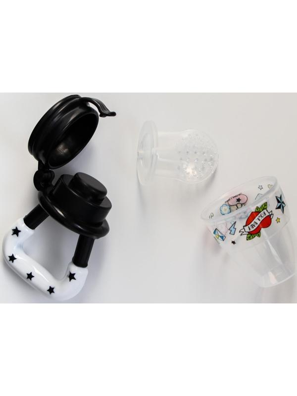 Ниблер для прикорма, с силиконовой сеточкой Rock baby, цвет черный+белый