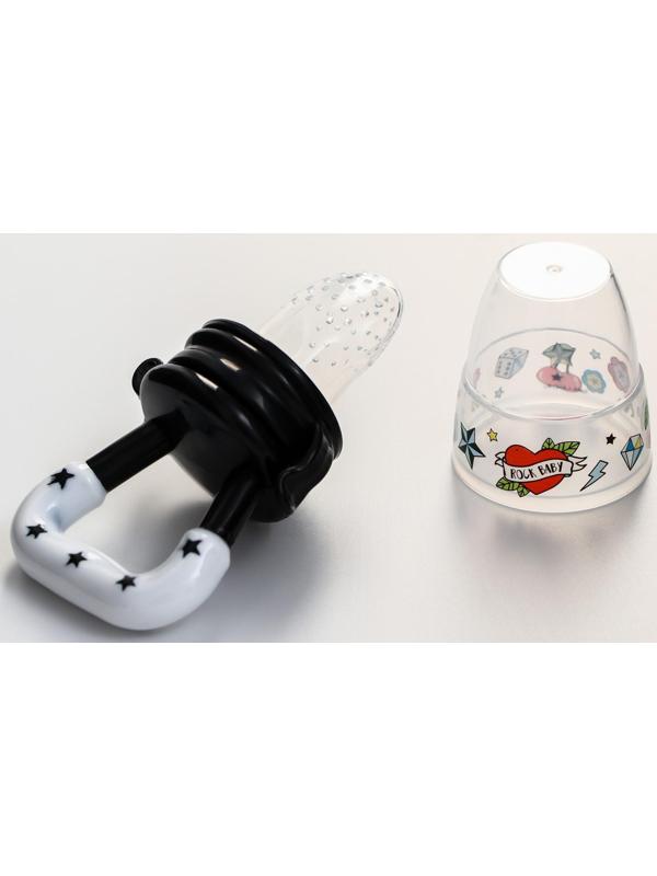 Ниблер для прикорма, с силиконовой сеточкой Rock baby, цвет черный+белый