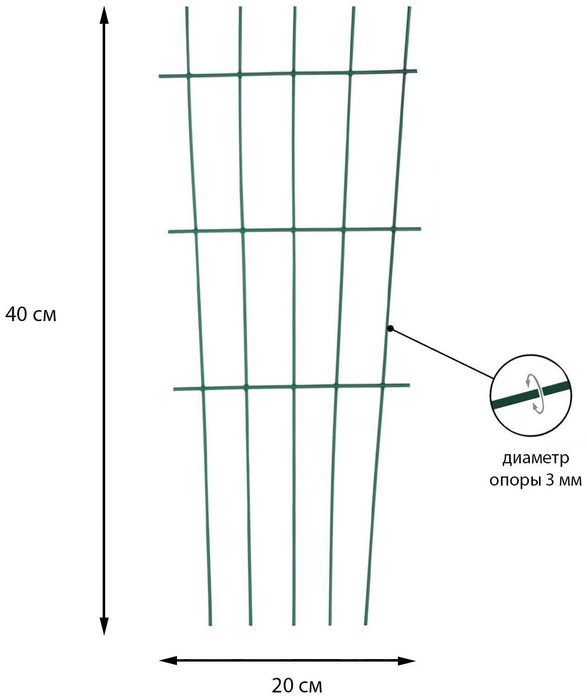 Шпалера, 40 × 20 × 0.3 см, металл, зелёная, «Решётка»