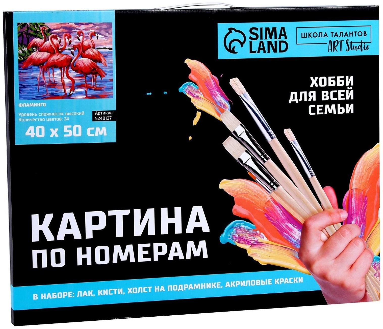 Картина по номерам на холсте с подрамником «Фламинго» 40х50 см