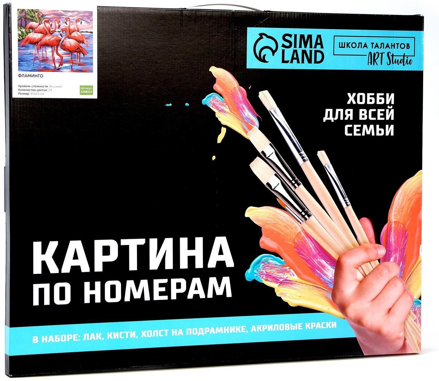 Картина по номерам на холсте с подрамником «Фламинго» 40х50 см