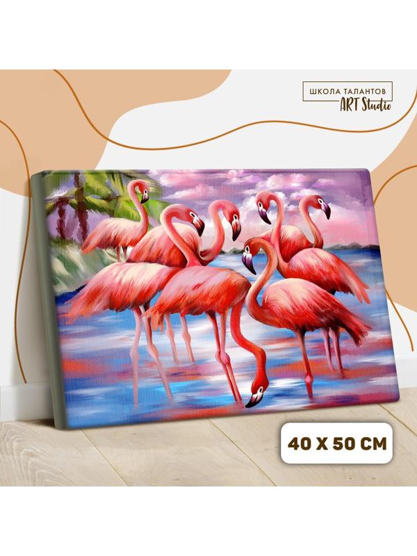 Картина по номерам на холсте с подрамником «Фламинго» 40х50 см