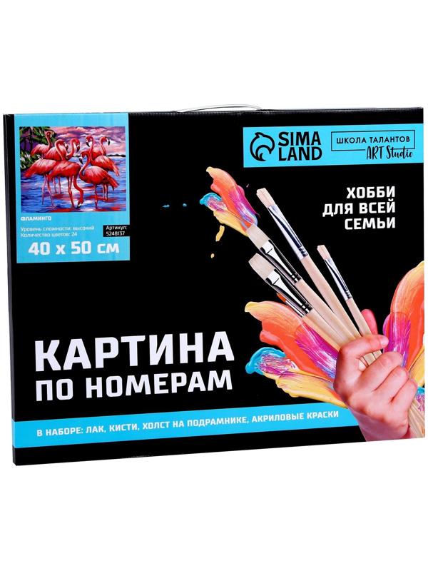 Картина по номерам на холсте с подрамником «Фламинго» 40х50 см