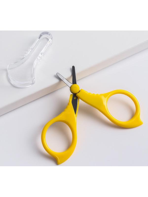 Ножницы детские, маникюрные, с колпачком, цвет желтый