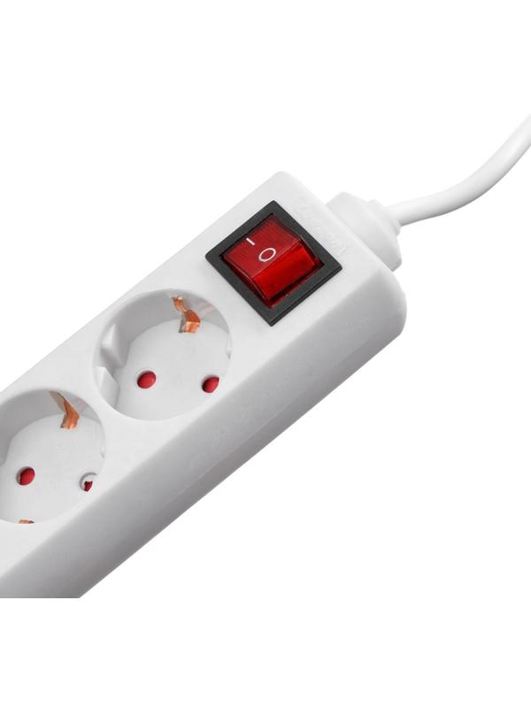 Удлинитель Luazon Lighting, 3 розетки, 10 м, 6 А, 1300 Вт, 3х0.75 мм2, с з/к, с выкл., Б