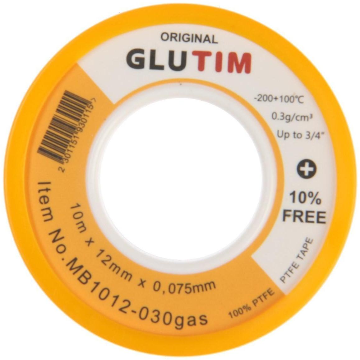 Лента ФУМ TIM MB1012-030gas, для газа, 12 мм х 0,075 мм х 10 м