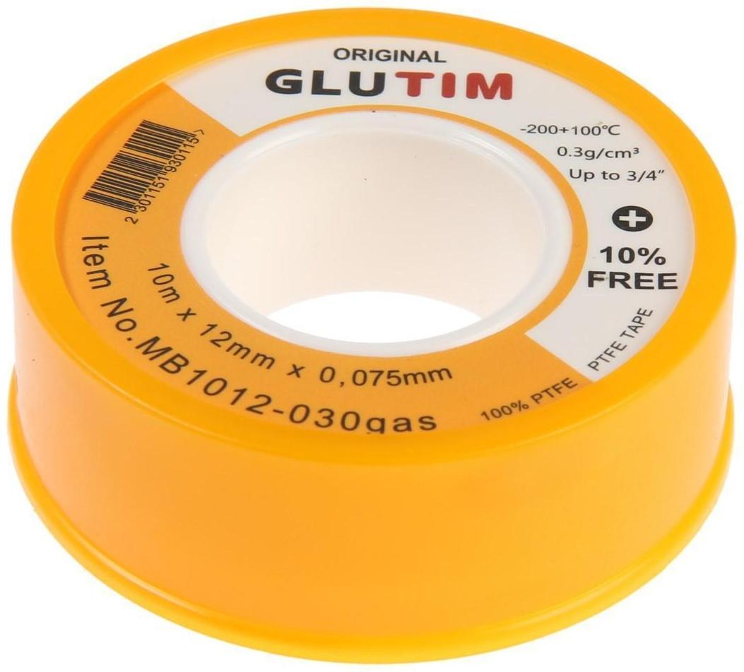 Лента ФУМ TIM MB1012-030gas, для газа, 12 мм х 0,075 мм х 10 м