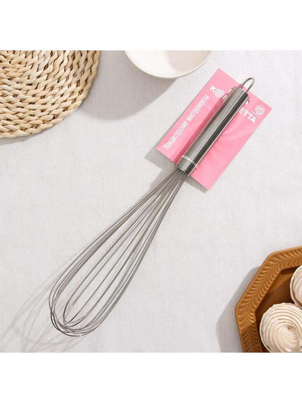 Венчик для взбивания KONFINETTA «Сильвер», струна 1,3 мм, 42×8×8 см, цвет серебряный