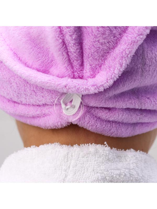 Чалма для сушки волос с пуговкой, микрофибра, цвет МИКС