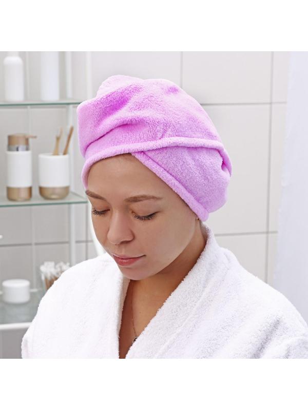 Чалма для сушки волос с пуговкой, микрофибра, цвет МИКС