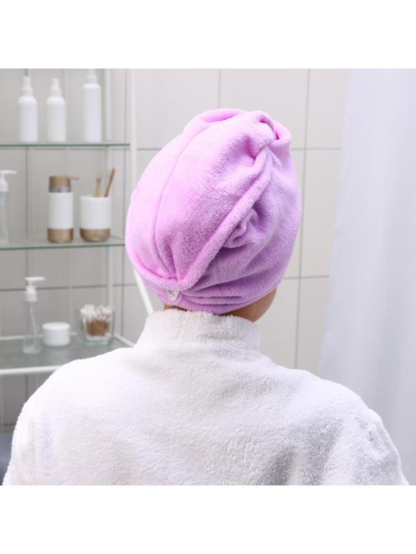 Чалма для сушки волос с пуговкой, микрофибра, цвет МИКС