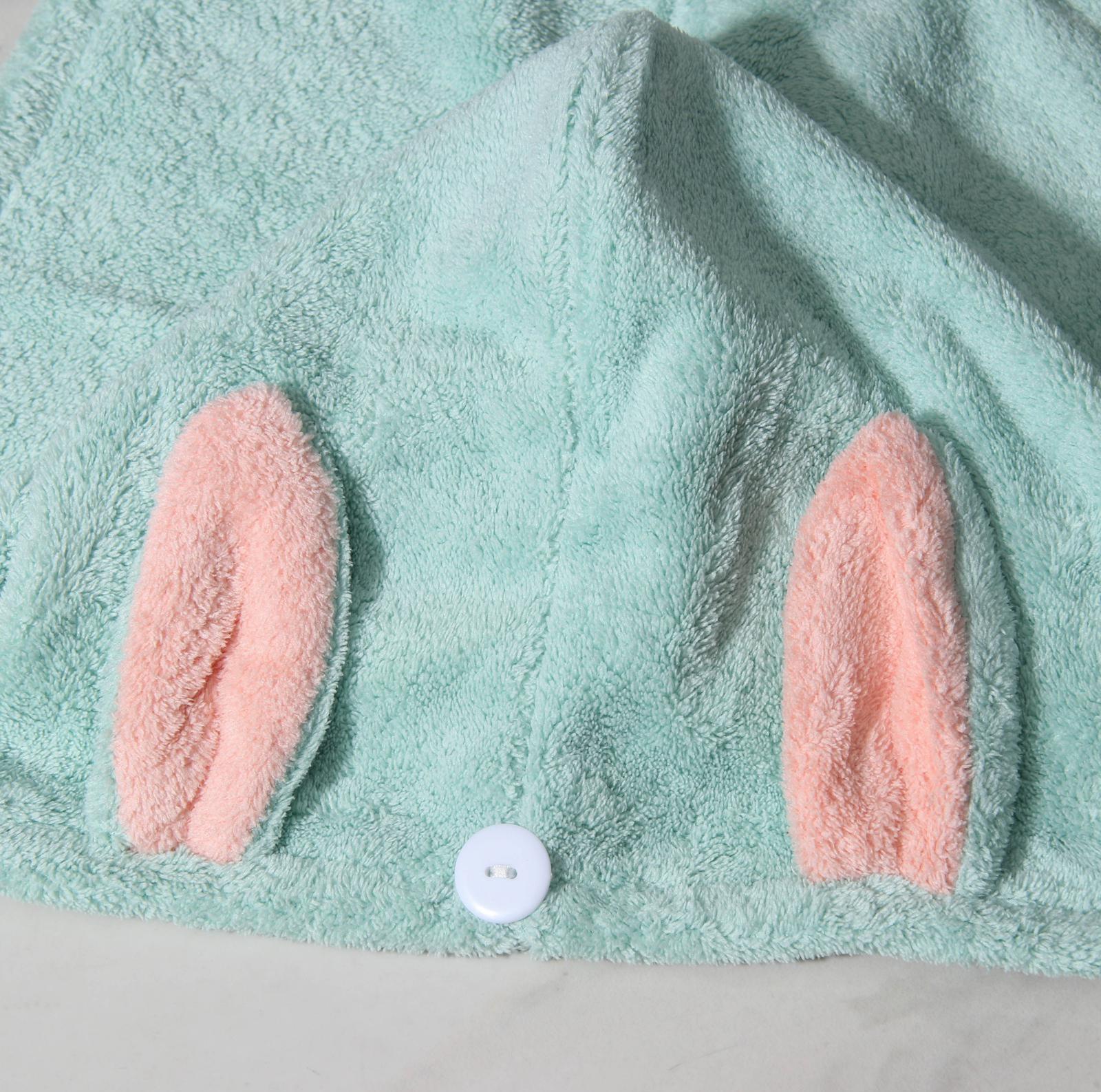 Чалма для сушки волос «Ушки», с пуговкой, микрофибра, цвет МИКС