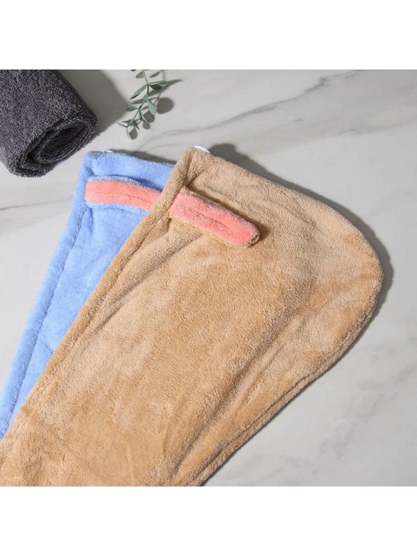 Чалма для сушки волос «Ушки», с пуговкой, микрофибра, цвет МИКС