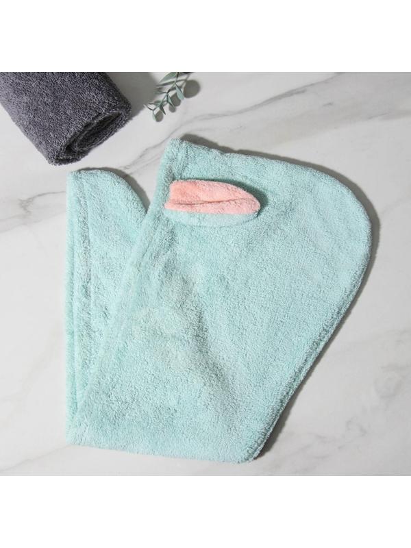 Чалма для сушки волос «Ушки», с пуговкой, микрофибра, цвет МИКС