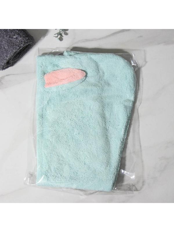 Чалма для сушки волос «Ушки», с пуговкой, микрофибра, цвет МИКС