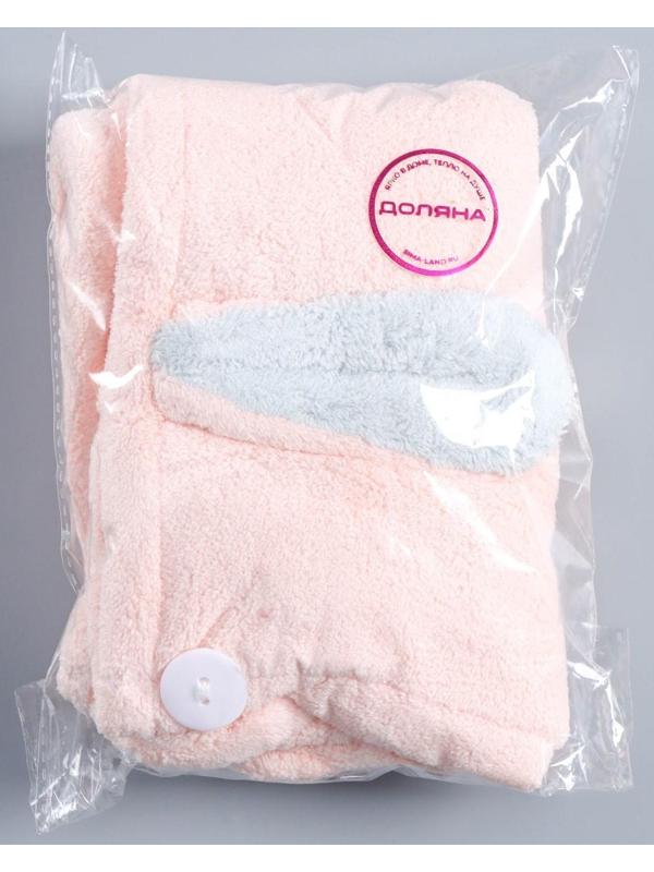 Чалма для сушки волос «Ушки», с пуговкой, микрофибра, цвет МИКС