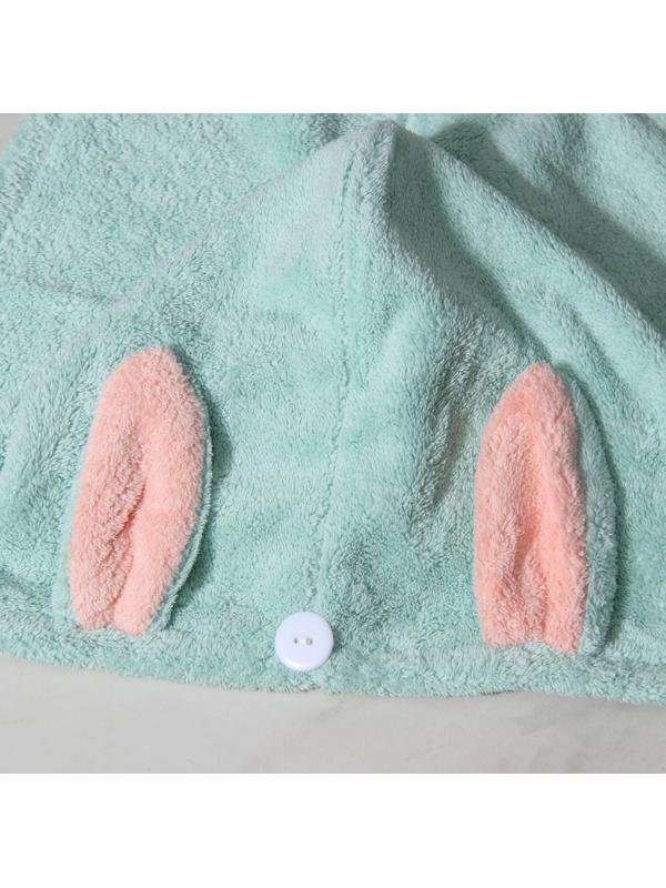 Чалма для сушки волос «Ушки», с пуговкой, микрофибра, цвет МИКС