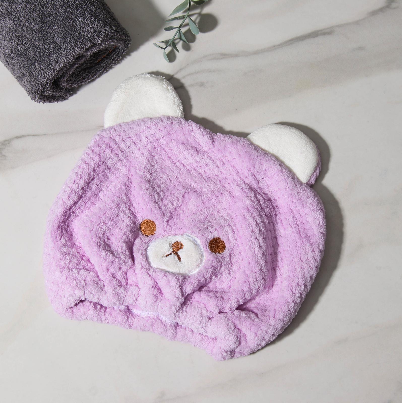 Чалма для сушки волос «Медвежонок», микрофибра, цвет МИКС