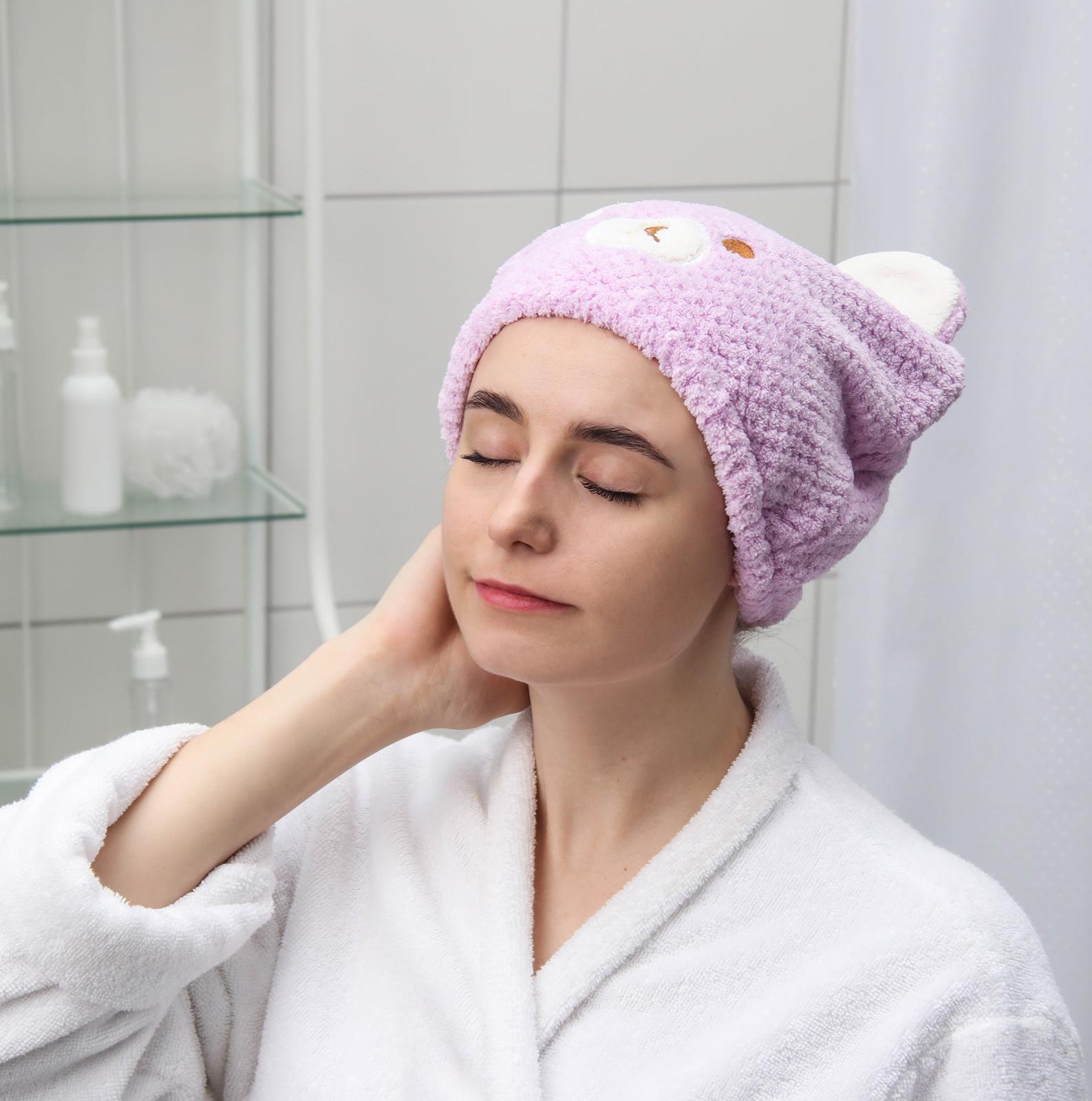 Чалма для сушки волос «Медвежонок», микрофибра, цвет МИКС