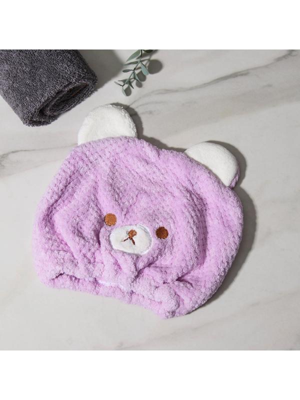 Чалма для сушки волос «Медвежонок», микрофибра, цвет МИКС