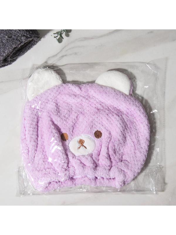 Чалма для сушки волос «Медвежонок», микрофибра, цвет МИКС