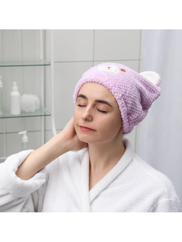 Чалма для сушки волос «Медвежонок», микрофибра, цвет МИКС