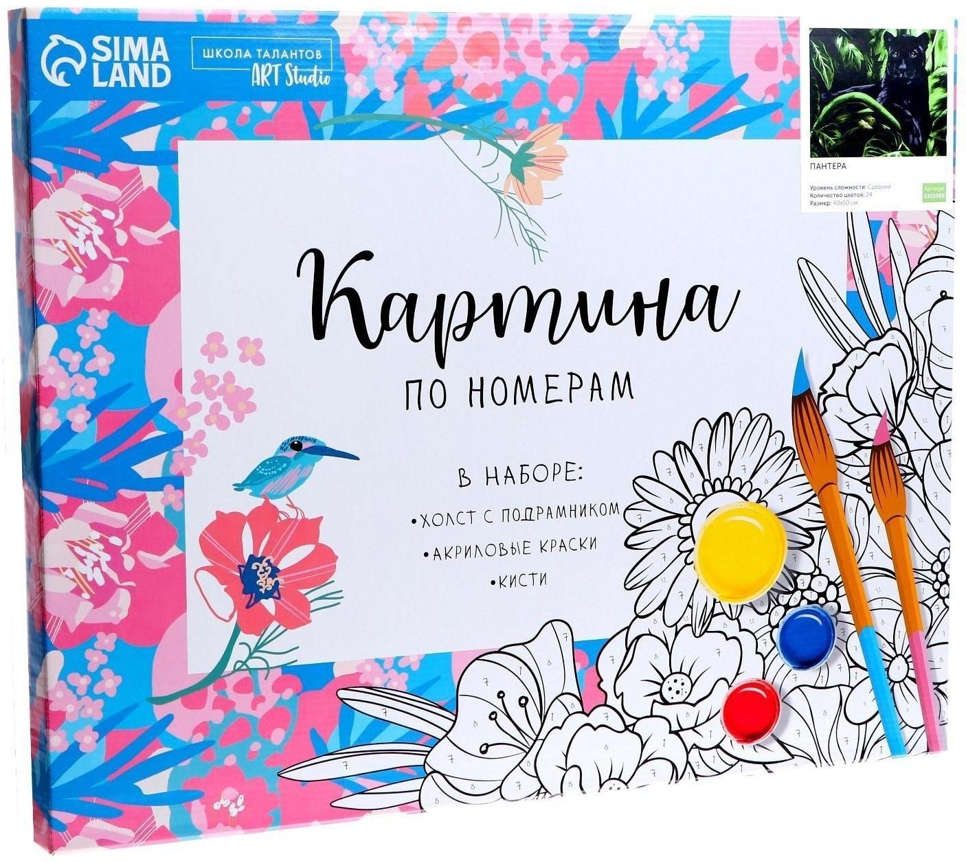 Картина по номерам на холсте с подрамником «Пантера» 40х50 см