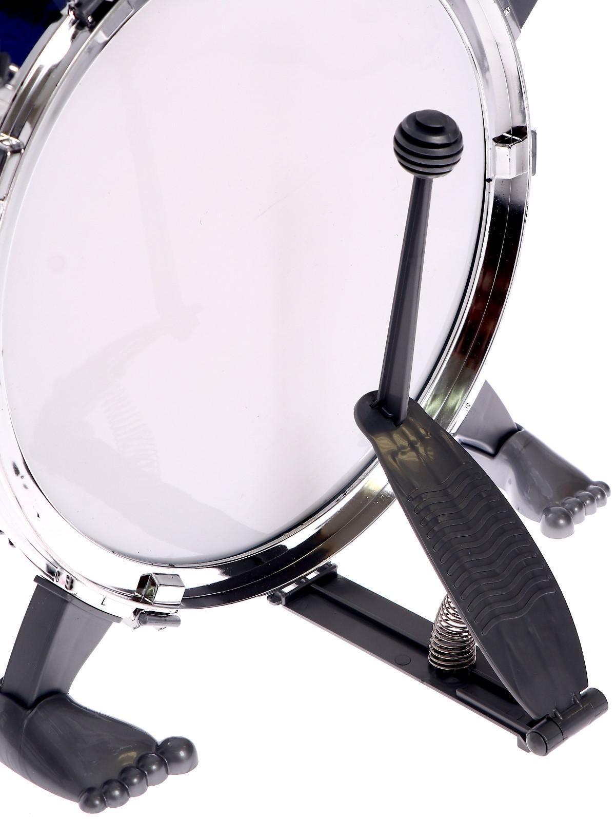 Барабанная установка «Басист», 5 барабанов, тарелка, палочки, стульчик, педаль, МИКС