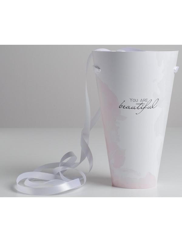 Переноска круглая на лентах «You are beautiful», 15 × 23.3 × 7.5 см, Ø 15 см