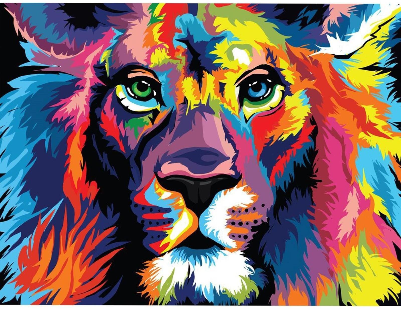 Алмазная мозаика с полным заполнением на холсте «Лев» 30х40 см