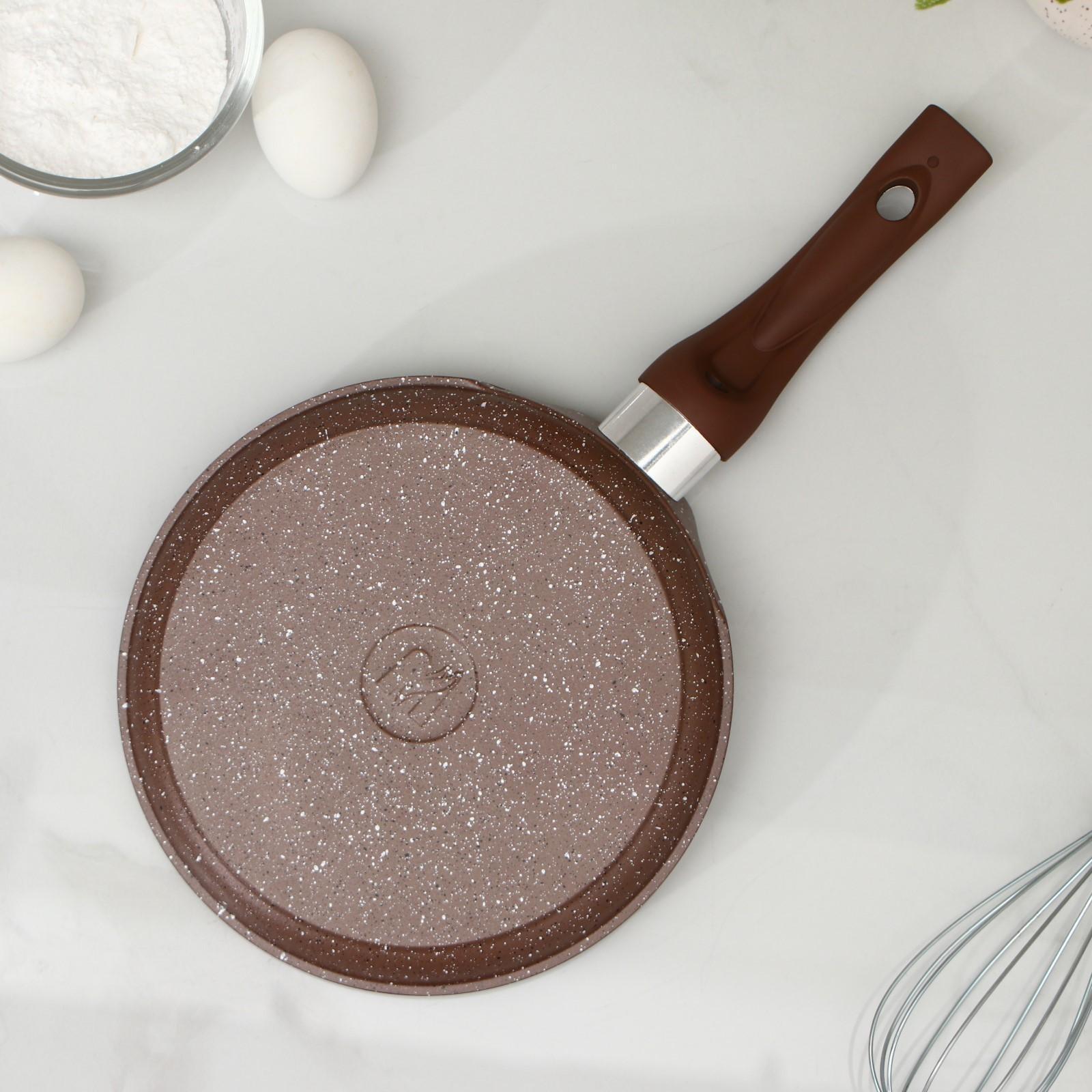 Сковорода блинная Гранит brown, d=20 см, пластиковая ручка, антипригарное покрытие, цвет коричневый