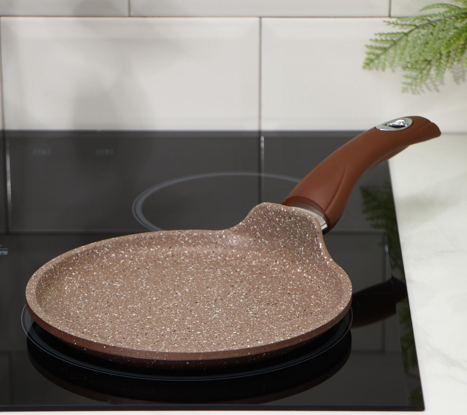 Сковорода блинная Гранит brown, d=20 см, пластиковая ручка, антипригарное покрытие, цвет коричневый