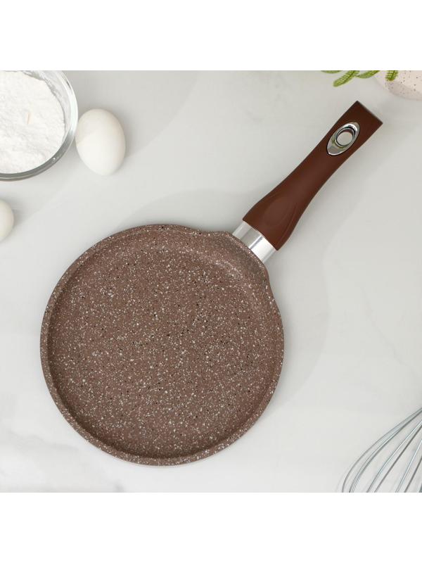 Сковорода блинная Гранит brown, d=20 см, пластиковая ручка, антипригарное покрытие, цвет коричневый