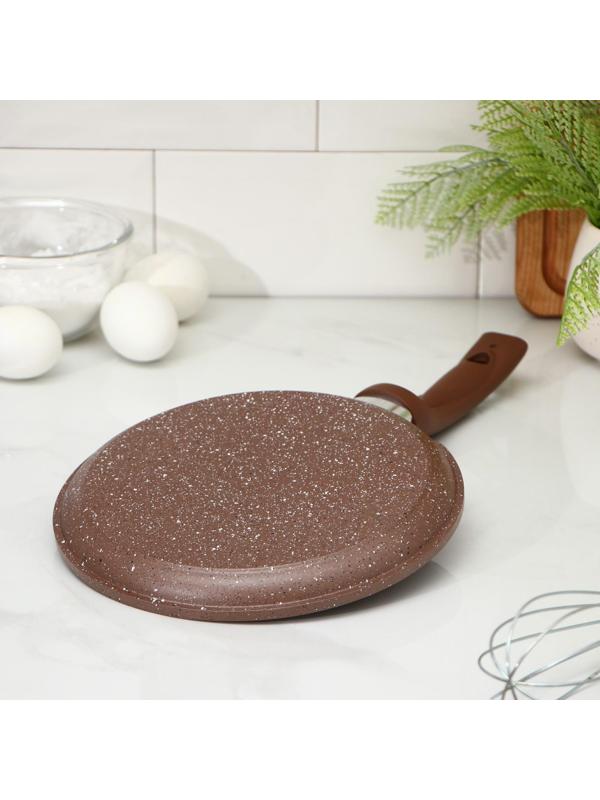 Сковорода блинная Гранит brown, d=20 см, пластиковая ручка, антипригарное покрытие, цвет коричневый
