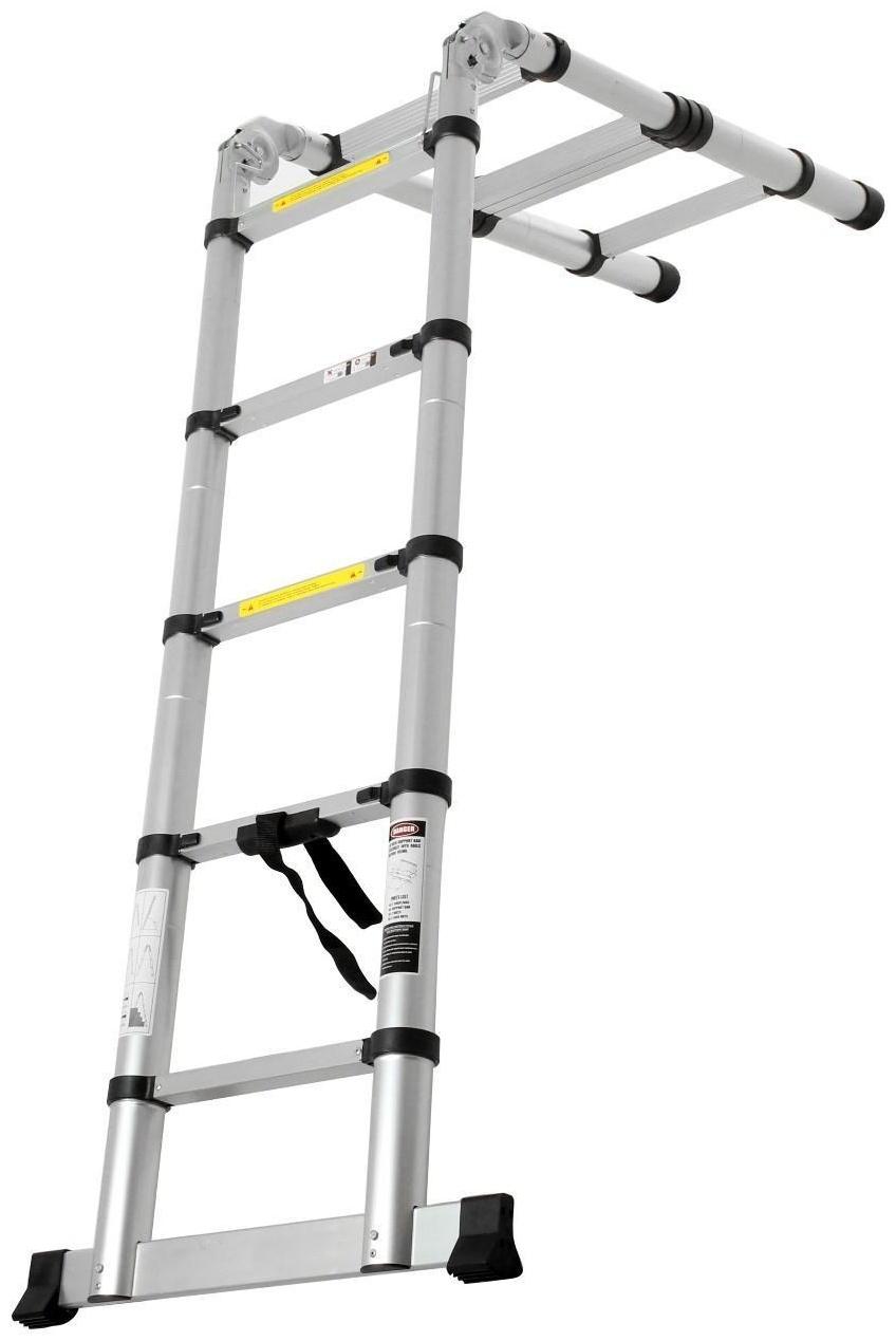Стремянка-лестница телескопическая ТУНДРА, раскладная, алюминиевая, 1.6 х 1.6 м