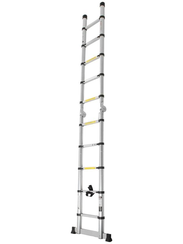 Стремянка-лестница телескопическая ТУНДРА, раскладная, алюминиевая, 1.6 х 1.6 м
