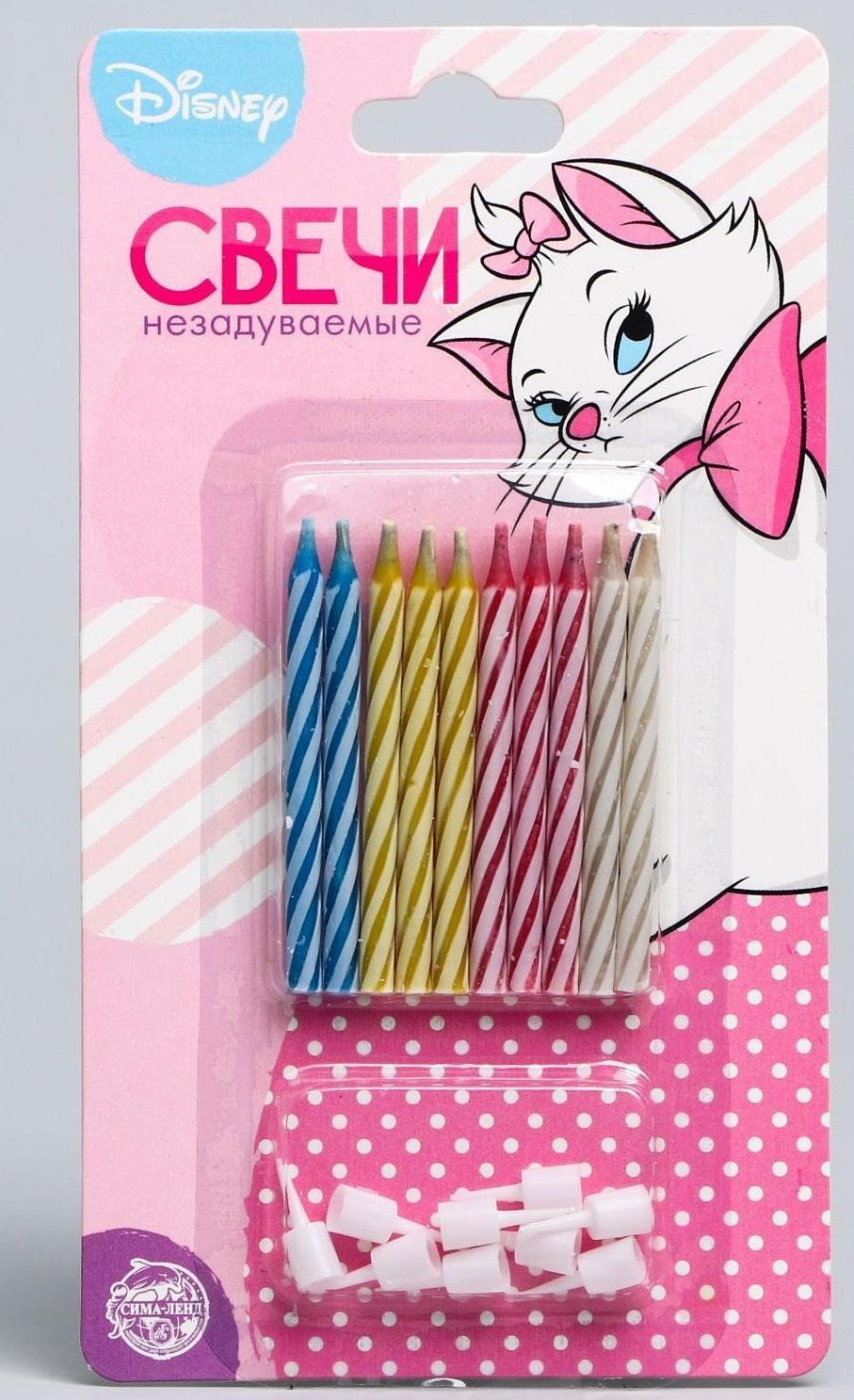 Свечи незадуваемые в торт, Коты аристократы, 10 шт.