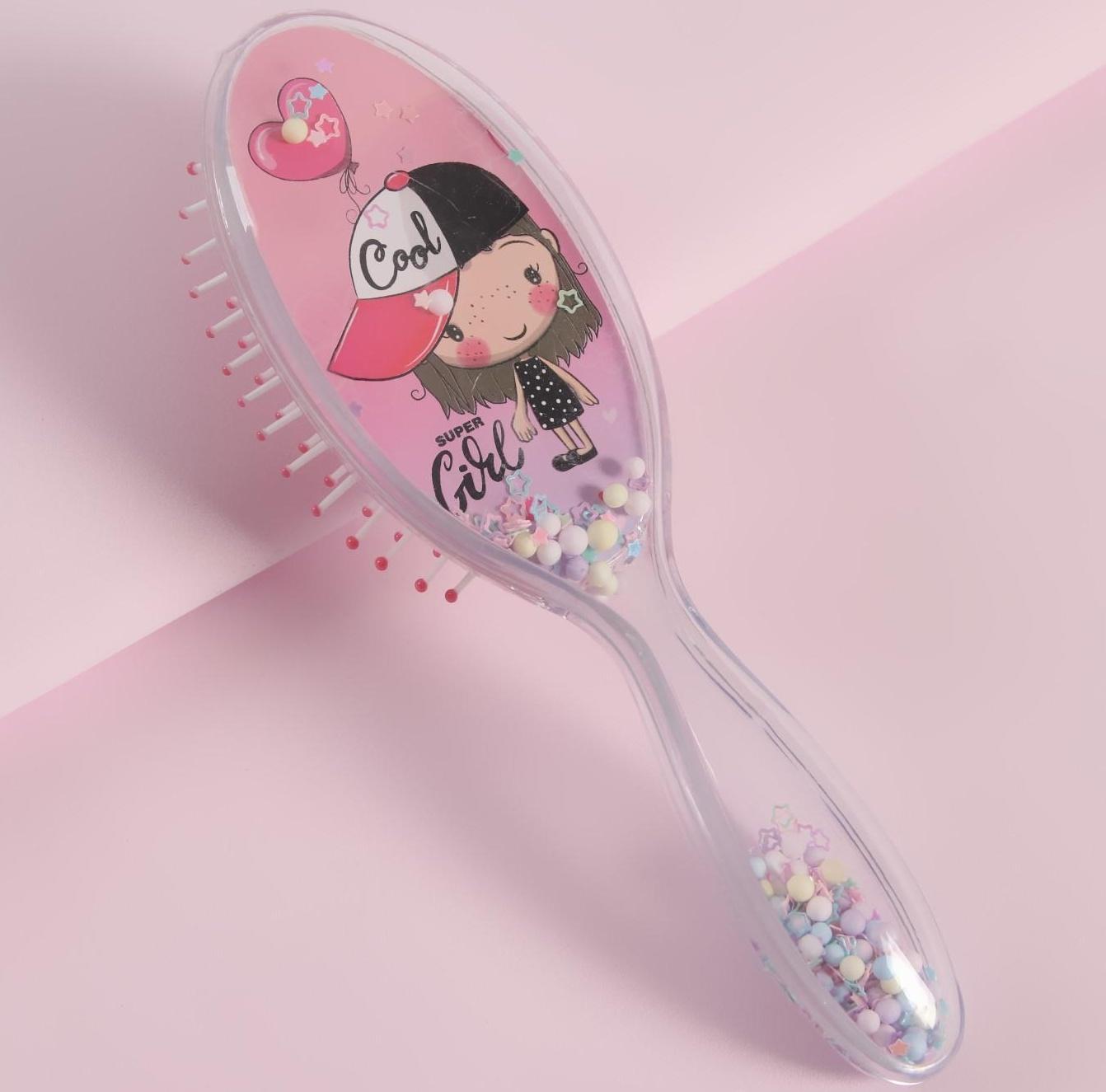 Расчёска-шейкер «Super Girls», 5 × 18 см, рисунок МИКС