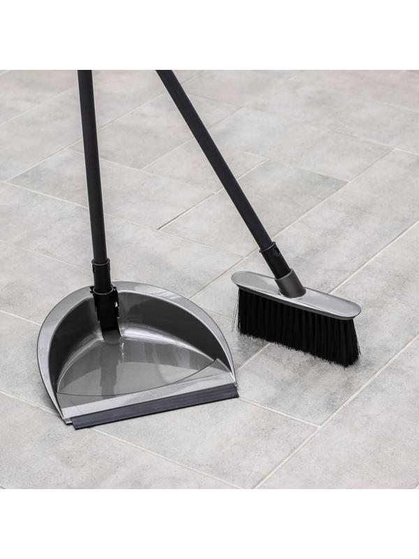 Щётка для пола с совком и кромкой «Классика», цвет антрацит
