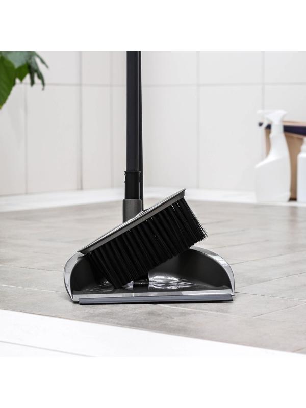 Щётка для пола с совком и кромкой «Классика», цвет антрацит