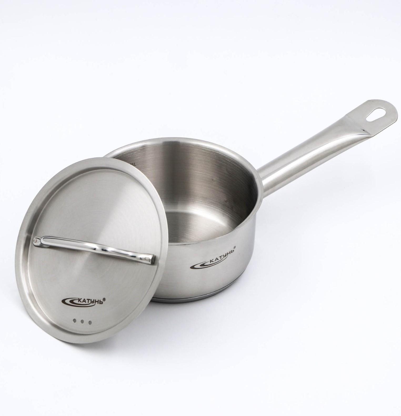 Ковш, 1 л, d=14 см, металлическая крышка, металлическая ручка, с теплораспределительным слоем