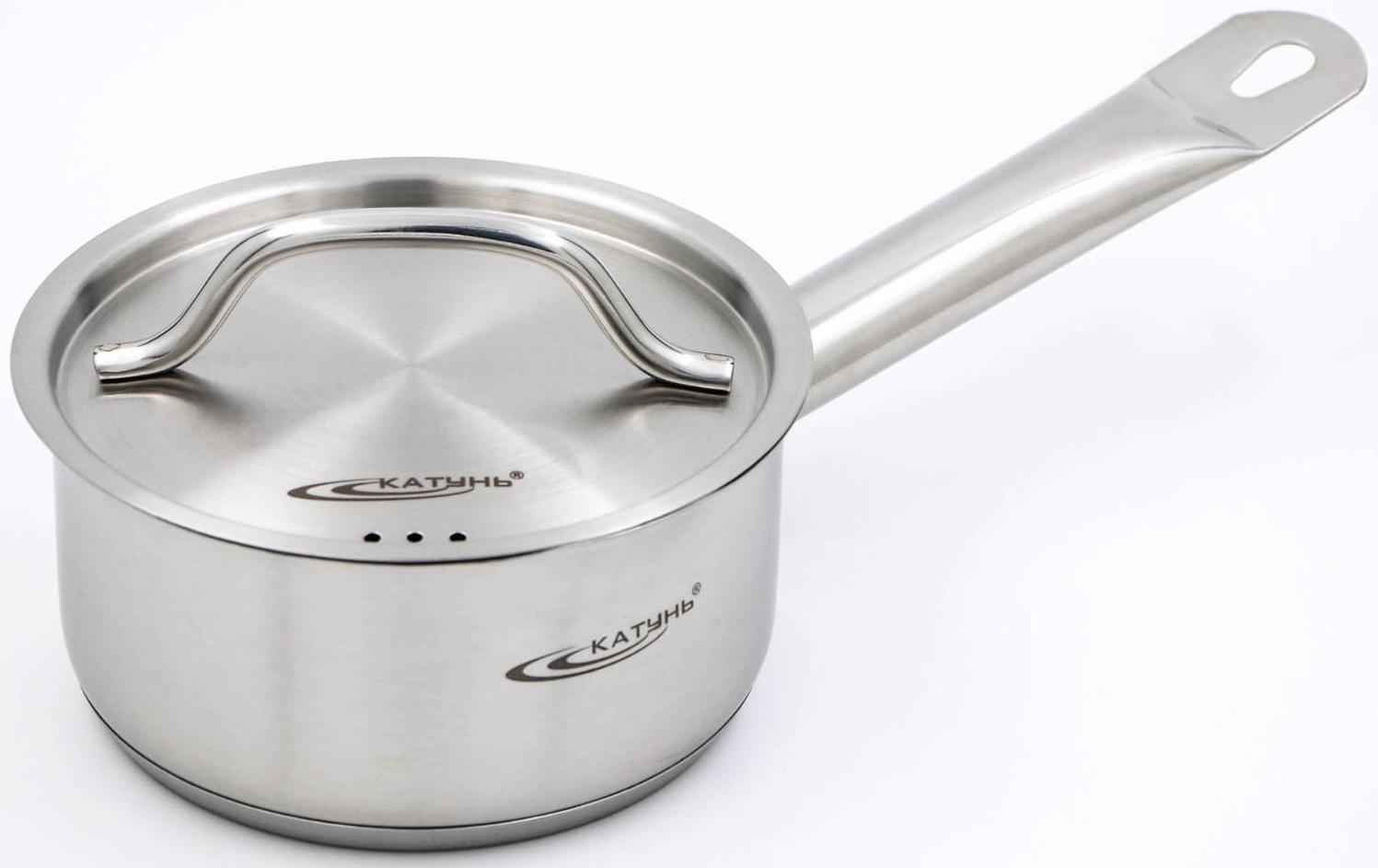 Ковш, 1 л, d=14 см, металлическая крышка, металлическая ручка, с теплораспределительным слоем