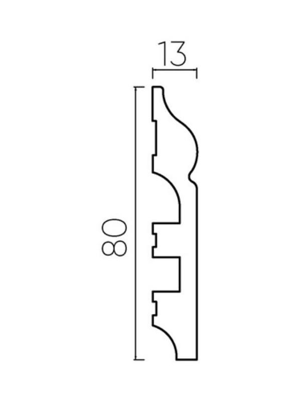 Плинтус пластиковый ударопрочный белый 80х13х2000мм