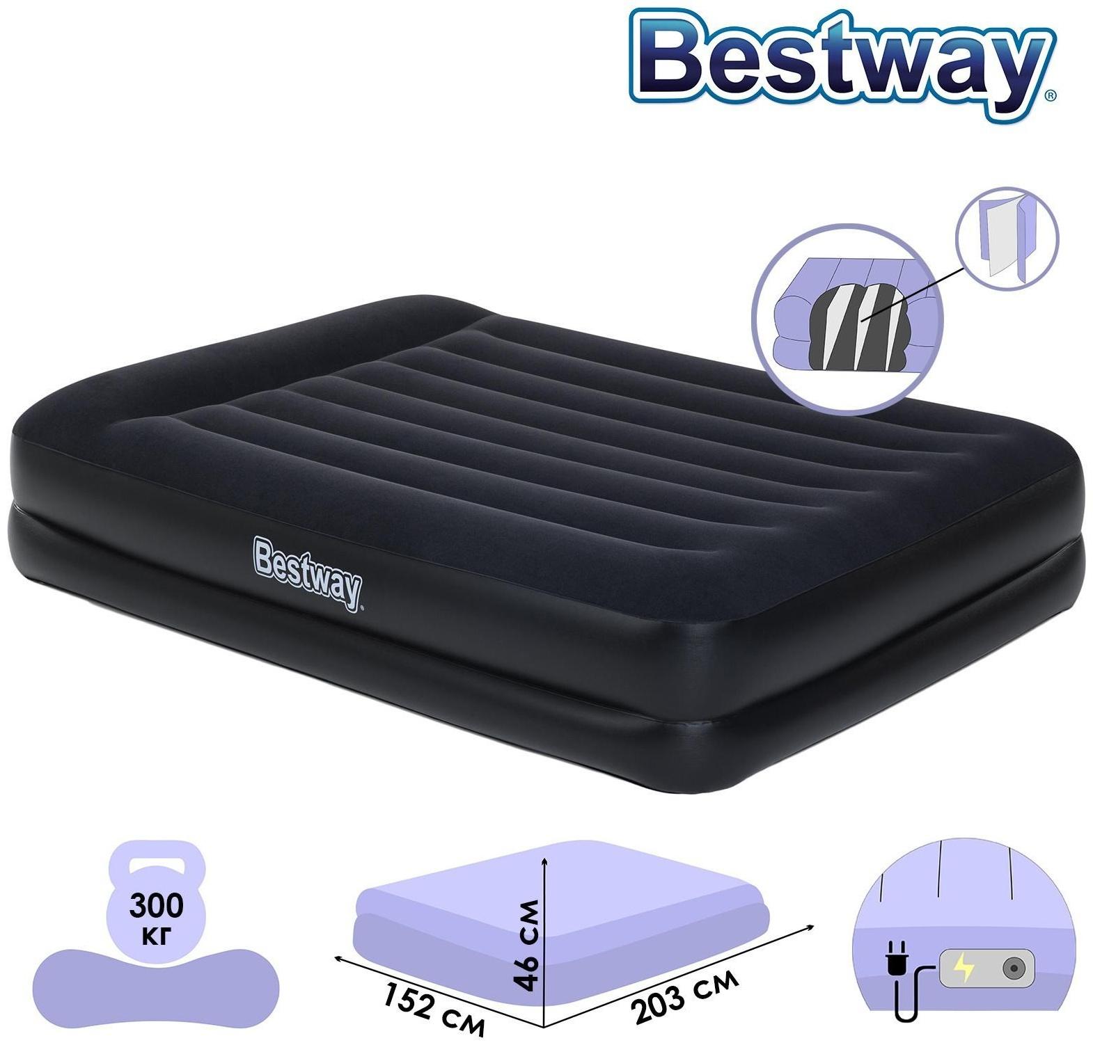 Кровать надувная Tritech Airbed Queen, 203 x 152 x 46 см, со встроенным электронасосом, 67403 Bestway